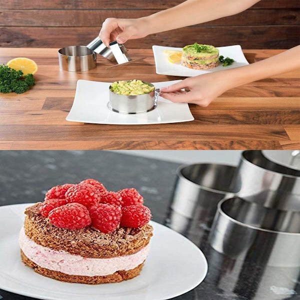 6 stk. (runde) bakeformer, runde kakeformer, rustfritt stål