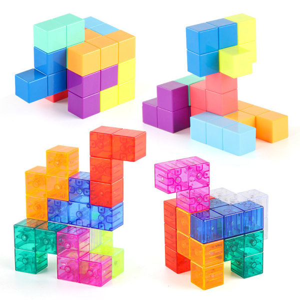 Magnetiska byggstenar för barn Magic magnetiska 3D-pusselkuber Solid color