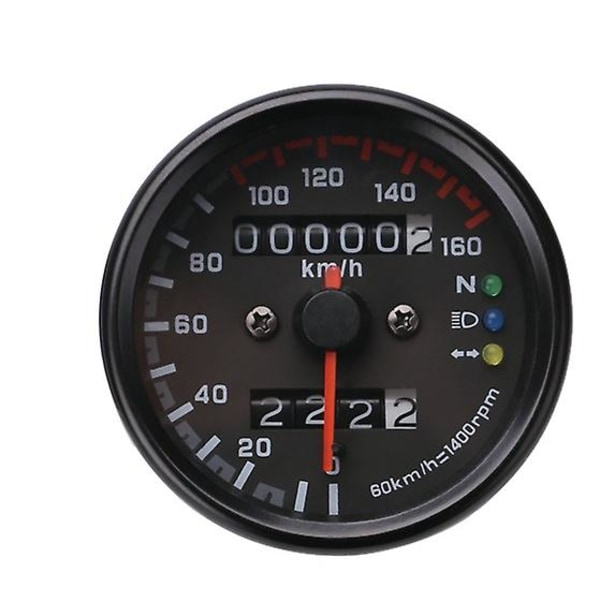 Motorcykel Speedometer 12V kilometertæller med LED-indikator Dobbelt hastighedsmåler