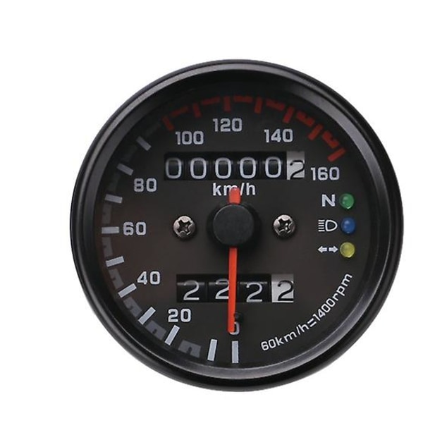 Motorsykkel speedometer 12V kilometerteller med LED-indikator Dual Speed Meter