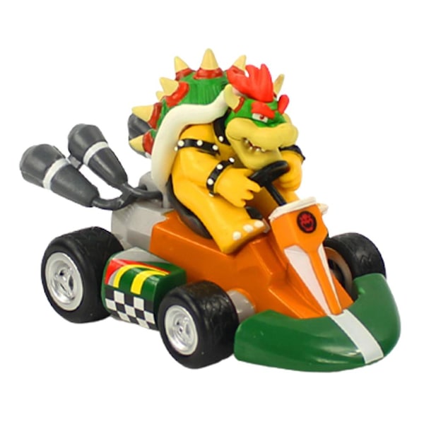 Super Mario Bros Kart Pull Back Bilar Tårtdekoration Figurer Leksak Racing Racer Leksaksbil Barn Pojkar Gåvor Bowser