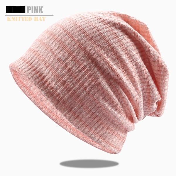 Slouch Beanie Hatter Stripe Strikket Unisex Strikket Hodeskallelue Tynn Baggy Sommer Vinterlue (rosa)