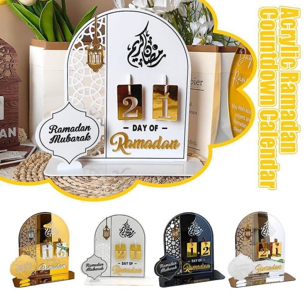 Ramadan Countdown Calendar, Eid Mubarak Advont Calondar, 30 Days Acrylic Mirror Eid Countdown Calendar Craft Ornament Ramadan Gift, New Design