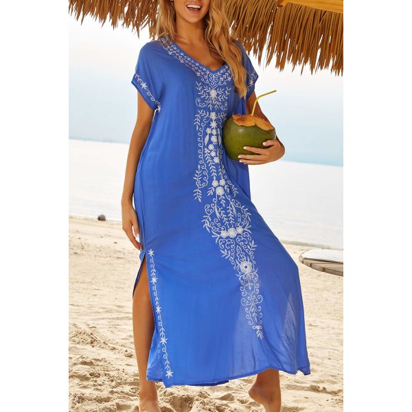 Dame Beach Maxi Dress Lang Kaftan Kimono Badedrakter Cover Ups Plus Size Pareos