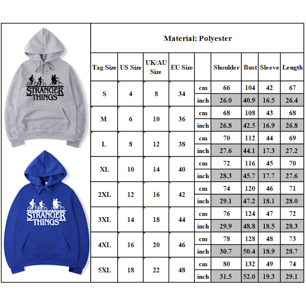 Stranger Things Trykte Hættetrøjer Bælte Sweatshirts Kvinder - Sort Black S