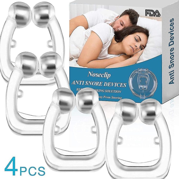 4 stk Silikon Magnetisk Stop Snorke Device Anti Snore Clip Profesjonell sovehjelp Lindrer snorking