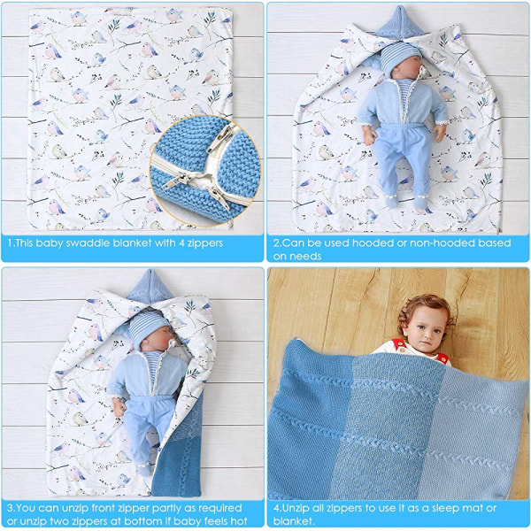 Baby swaddle tæppe klapvogn wrap, blød tyk fleece varm tæppe nyfødt sovepose til 0-12 måneder drenge piger