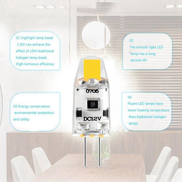 6 stk. G4 LED-pære 12v DC Dimbar Cob LED G4-pære 1,5w 360 graders lysspredning for å erstatte 15w halogenpære (Varmhvit)_xx