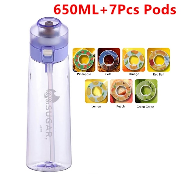 Luft smaksatt vattenflaska doft upp vattenkopp sport vattenflaska för fitness mode vattenkopp w purple 7pcs pods