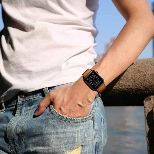 Tech-Protect Äkta Läderarmband Apple Watch 42/44/45/49 mm Brun
