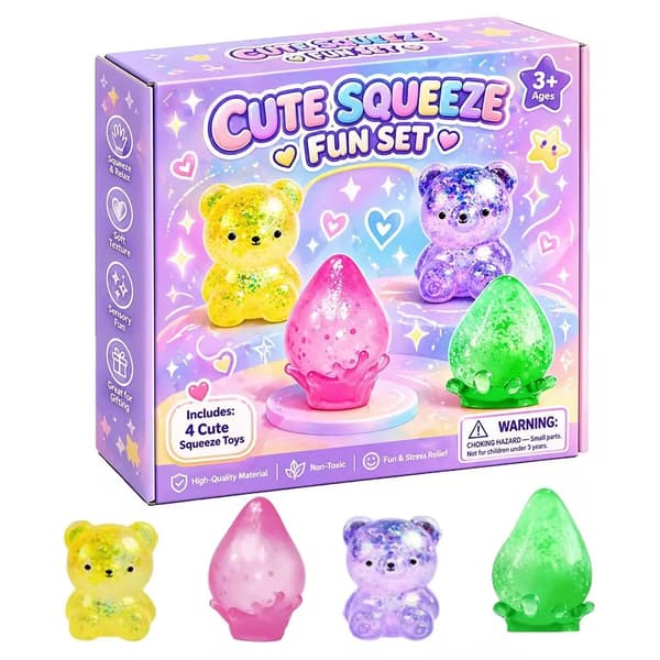 Blæksprutte Klemme Stressaflastende Legetøj Gaveæske med Ispind Fidget Optically variable  (3pcs)
