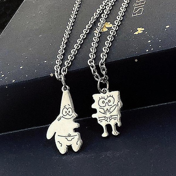 Svampbob Fyrkantspaj Big Star Couple Titanium Steel Necklace No Fade