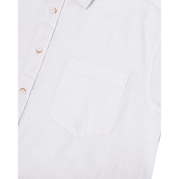Kortærmet linnedskjorte til mænd Regular Fit Casual strandskjorte med lomme (størrelse: M)