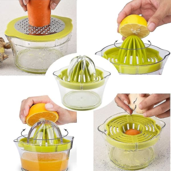 Multifunksjonell manuell juicer Fruktpresse Håndpresse med 400 ml beholder og 2 presseskjer