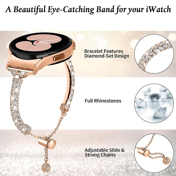 Metallinen ranneke Samsung Galaxy Watch 6 40mm 44mm -kelloon, kuparinvärinen ranneke liittimellä_xx Rose Gold