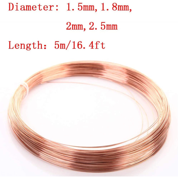 Koppartråd 5m / 16,4ft, diameter 2,5mm