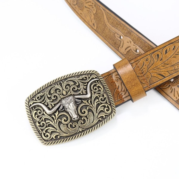 Miesten Western Cowboy -vyö soljella KAHVI 120CM kahvi kahvi kahvi coffee 120 cm