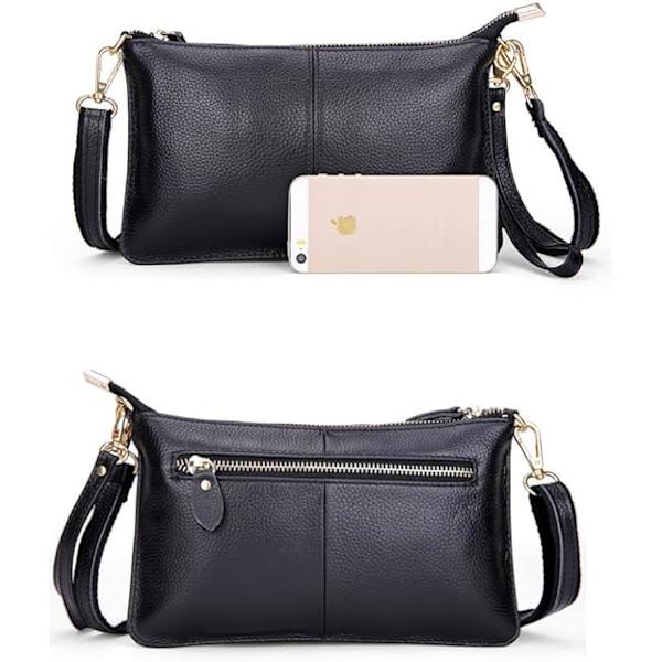 Äkta läder dam liten crossbody väska enkel plånbok och handväska axelväska
