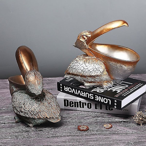 Toucan Nøgle Opbevaring Figur Pelican Statue Opbevaringskurv Dyr Fugle Form--bronze