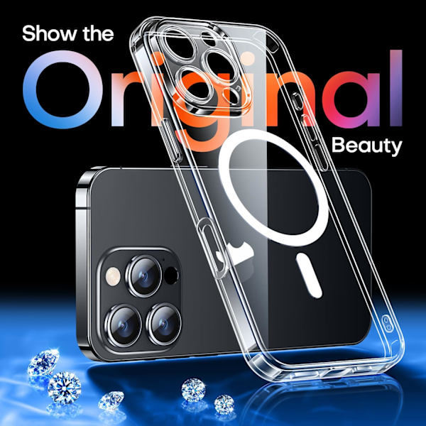 Magnetiskt Skal för iPhone 16 Pro Max med Fullständigt Kameraskydd [MagSafe-kompatibelt] [Transparent Matt] Skyddande Mobilskal, Hot Pink Cl Clear iPhone 16 Pro Max