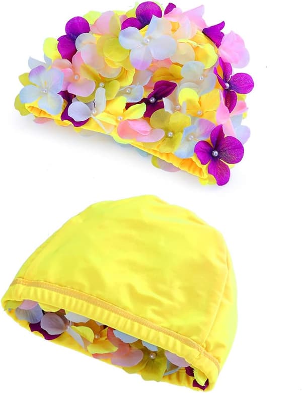 Trendy badehette håndlagde blomsterblad trendy dame