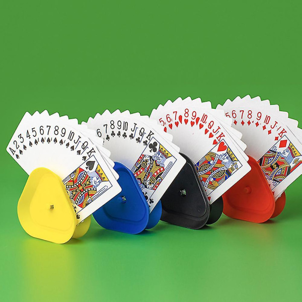 Pakke med 4 håndfrie spillekortholder Trekantet pokersete brettspillforsyning
