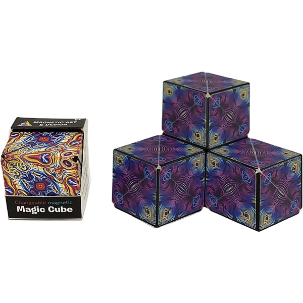 3D Magic Cube, Infinity Flips Magnetic Cubes 72 Shape Fidget Toy for Kids Voksne Anti Stress Shape Shifting Box Puslespilleleker (farge C)