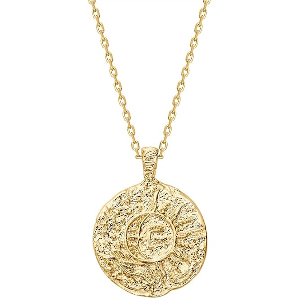 14K Gullbelagt Gravert Mynt Hengesmykke for Kvinner Golden