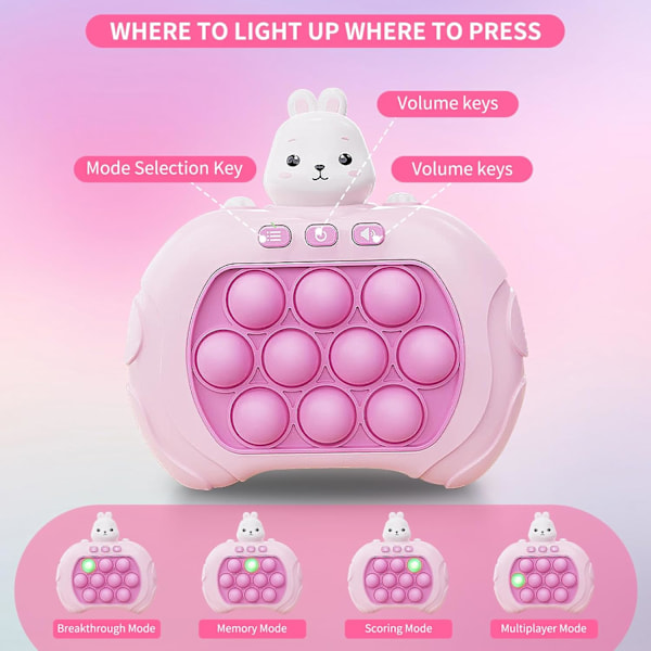 Pop Game Sensory Fidget Legetøj til børn, op fidget popper spil Push Bubble Pattern Popping Game, Pop it Game Sensory Legetøj til børn og voksne - Pink