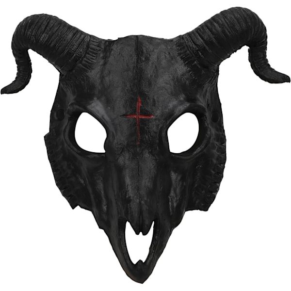 Halloweenin Puoli Kasvot Pelottava Eläinten Naamio, Karnevaali Demonin Naamio Sarvet Aave Devi Black Goat