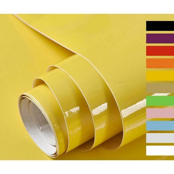 Selvklæbende papir til møbler køkkendør vægmøbelklistermærke vinylmøbelmærkat rød med glimmer 40cmX300cm gul S'arêern