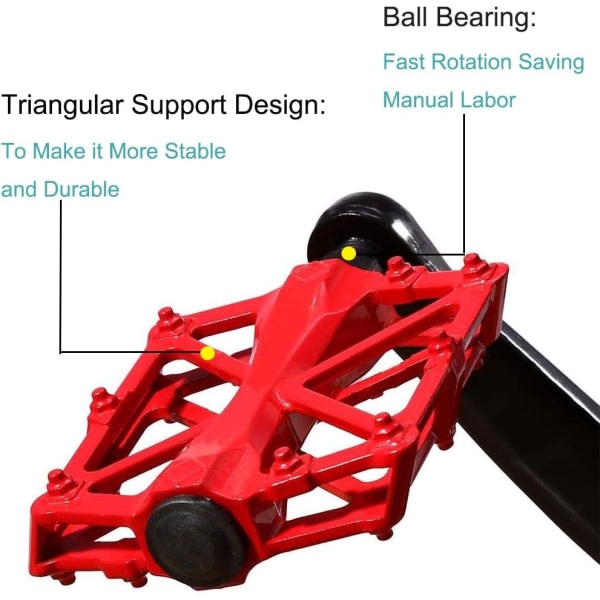 Cykelpedaler (rød, 1 par lagerpedaler i æske)