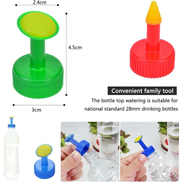 Vandings-Spike til Flaske/Plastik Vandings-Spike - 6-pak - Passer til 28mm Flasker - Topvanding af Frøplanter - Havevanding - 3 Farver