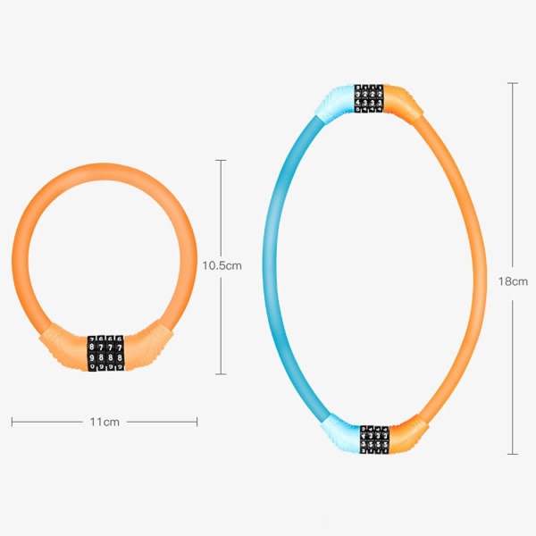 Digit Resettable Cable Code Bike Lock, Mini Portable Bike Lock, Resettable Bike Lock, Weatherproof Anti-Theft Bike Lock (Orange)