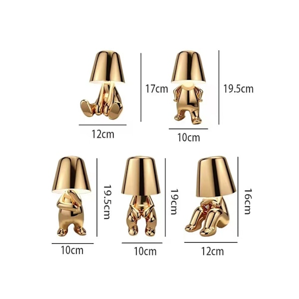 Sängbordslampa med touch-funktion, guld Thinker-lampa, skrivbordslampa, sladdlös, uppladdningsbar, bärbar, dekorativ, nattlampa, guld D