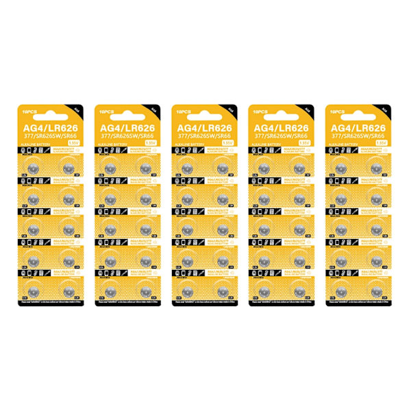 10/50 stk. AG4 LR626 knapbatterier 1,55V knapceller Langvarig strøm Velegnet til ure Kameraer og legetøj Holdbar 0.05 50 pieces