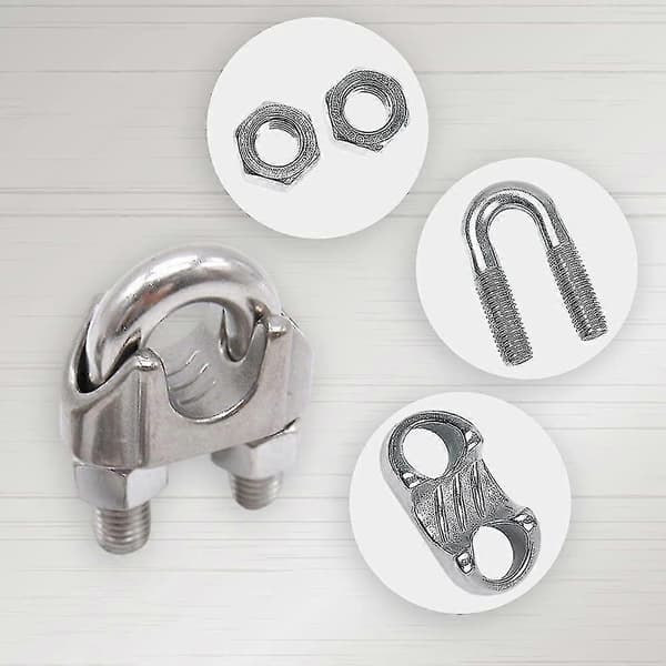 10-pak 2 mm galvaniserede stålwireklemmer, ågformede, til stålwire, kabel, ledninger, kabelbindere