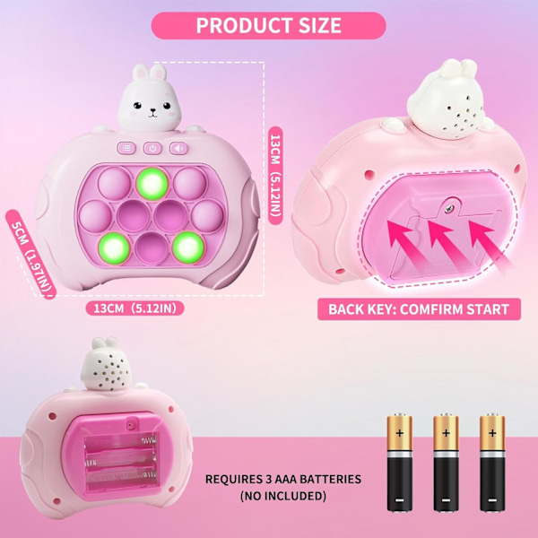 Popspel Sensoriska Fidgetleksaker för barn, upp fidget popper spel Tryck Bubbla Mönster Popping Spel, Pop it Spel Sensoriska Leksaker för Barn och Vuxna - Rosa