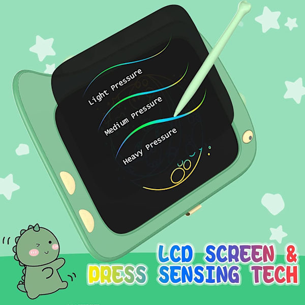 8,5 tommer LCD Doodle Board Tablet Legetøj - Grøn Dinosaur Tegneplade til Børn 2-6 År - Jule- og Fødselsdagsgaver Green