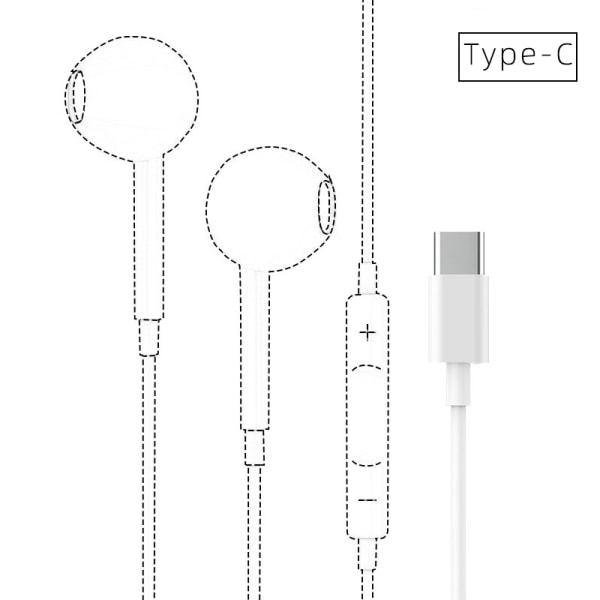 Type-C-hörlurar: kompatibla med Apple, Huawei och OPPO, med linjekontroll och kraftfull bas