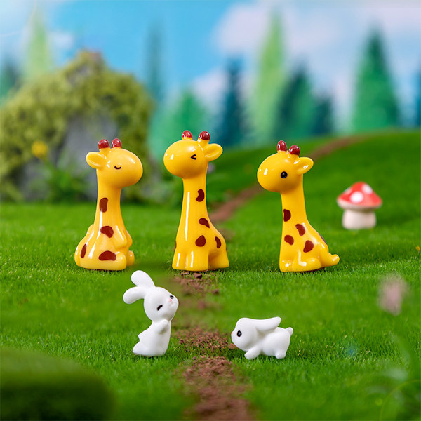 Miniatyr Giraff Modell Mini Kanin Figurin Skrivbord Trädgård Land 2