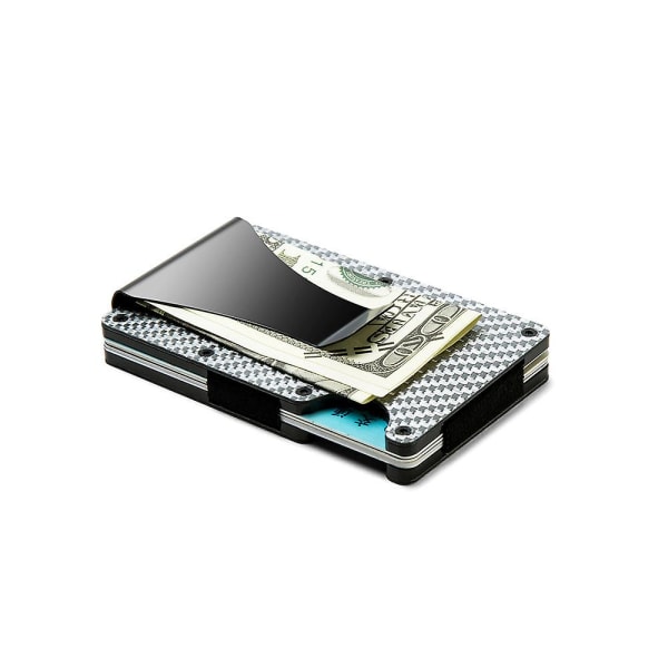 Menn Rfid Blocking Slim Money Clip Karbonfiber Kredittkortholder Lomme lommebokklips 1 stk.