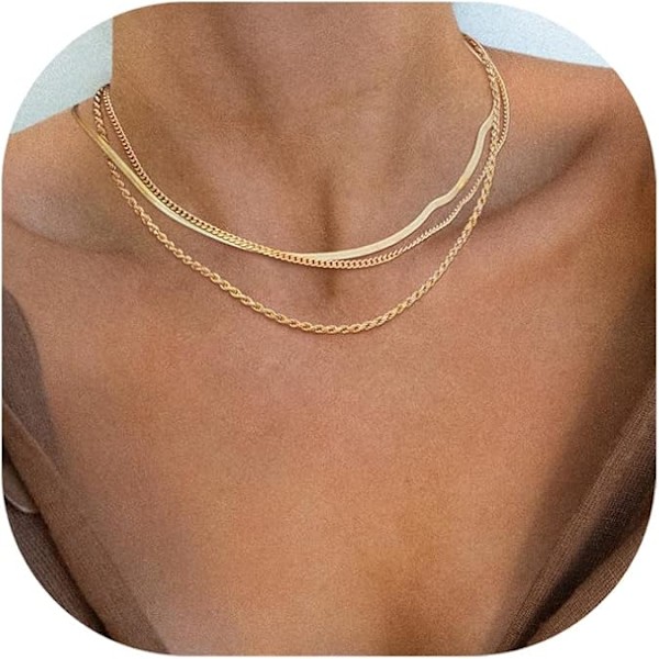 Halsband för kvinnor, Smalt guldhalsband, 14k guldpläterad orm