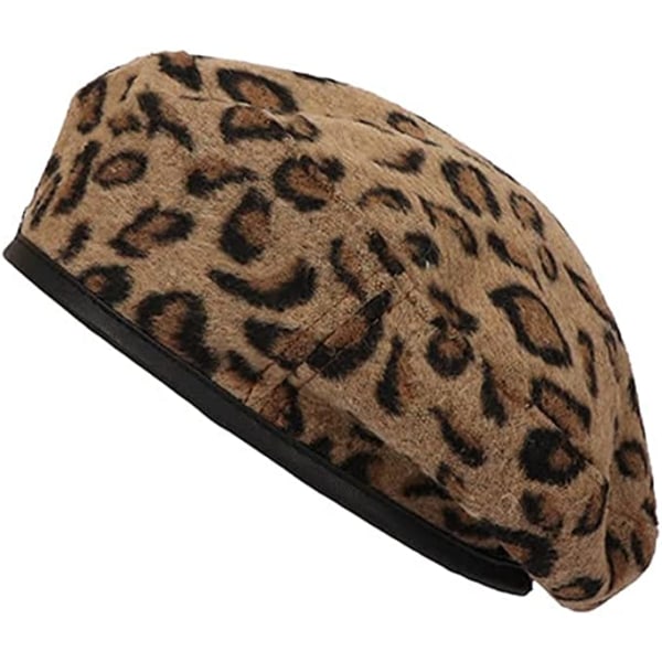 Beret fransk kunstner leopard beret damer kvinner høst vinter lue justerbar