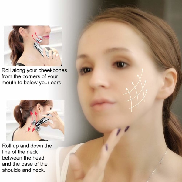 3D Ansiktsrullemassasje Ansiktsmassasjeapparat - Ansiktsrulle Med Mikrostrøm For Ansiktsmassasje