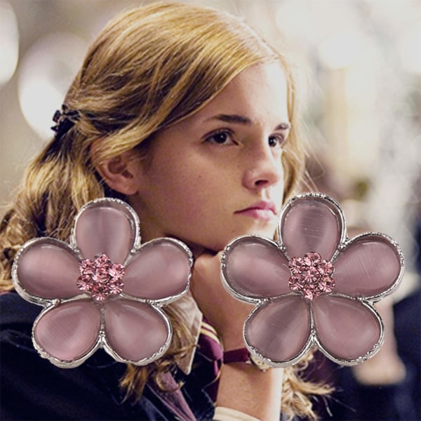 Harry Potter Earrings - Hermione - Yule Ball - Pink Flowers silver