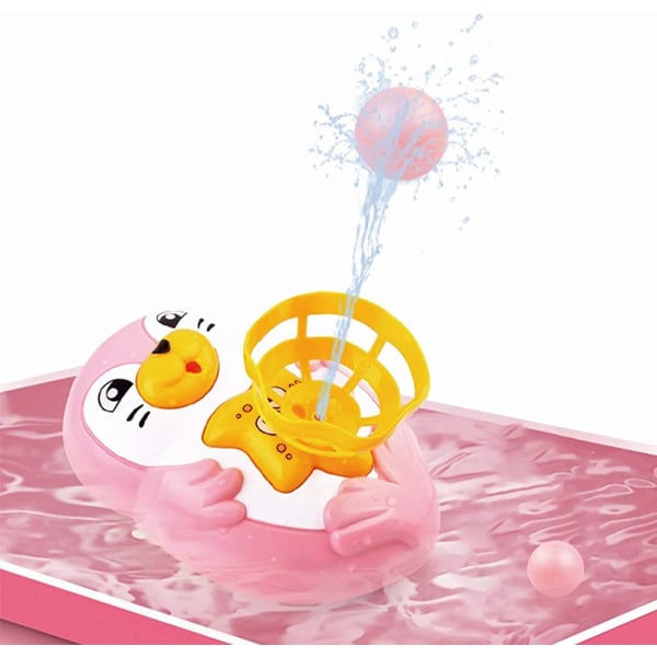 Badeleker for småbarn 3-6 år - Seal Spray Vann Leke med 2 Baller, Bade Sprinkler Leke for Barn, Bursdagsgave Ideer (Rosa)