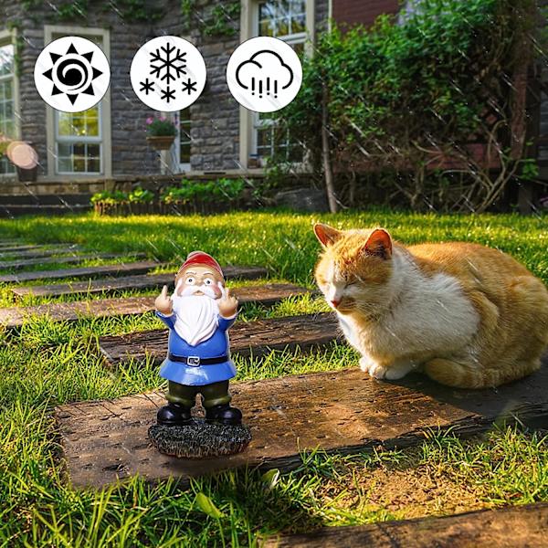 Morsomme hagegnomer, fargerike hagepynt Dobbel langfinger utendørs frekk gnome-figur gave 13,97 cm