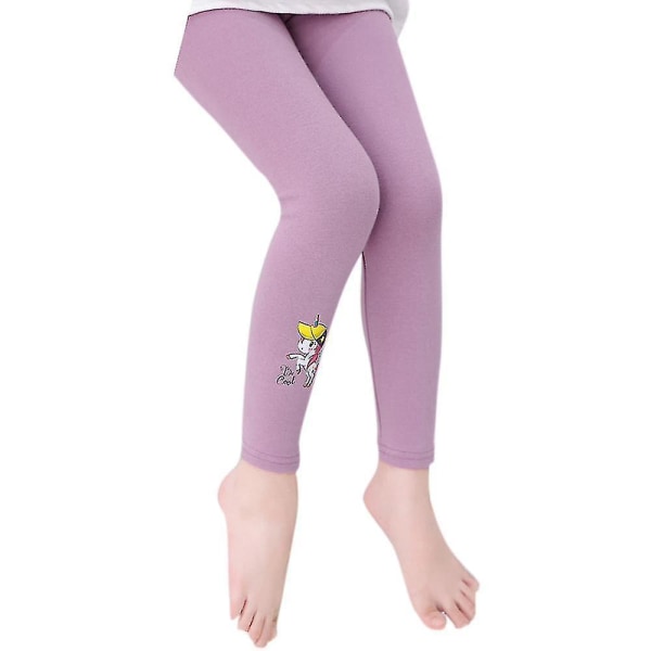 2-12 år Jenter Unicorn Printed Skinny Leggings Bukser Purple