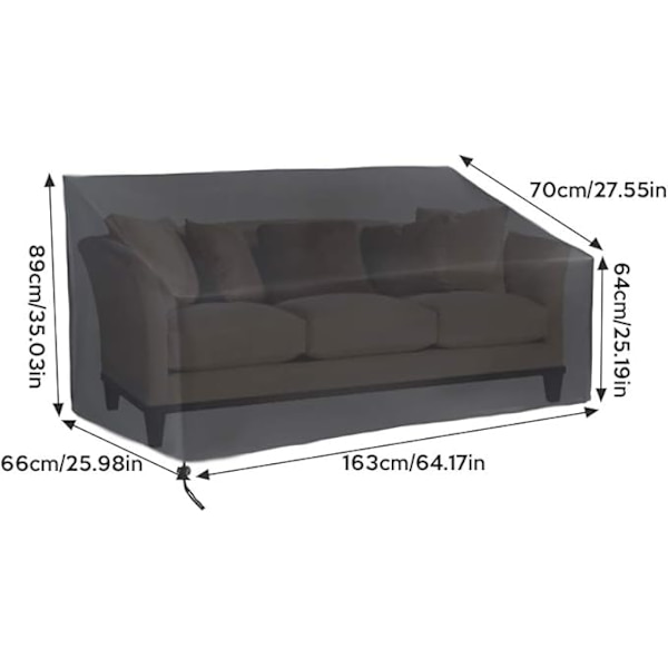 Utomhusmöbelskydd för 3-sits soffa, Vattentätt och dammsäkert skydd för bord, stol, vardagsrum, veranda, soffa och uteplats, gräsmatta, trädgård V1C03